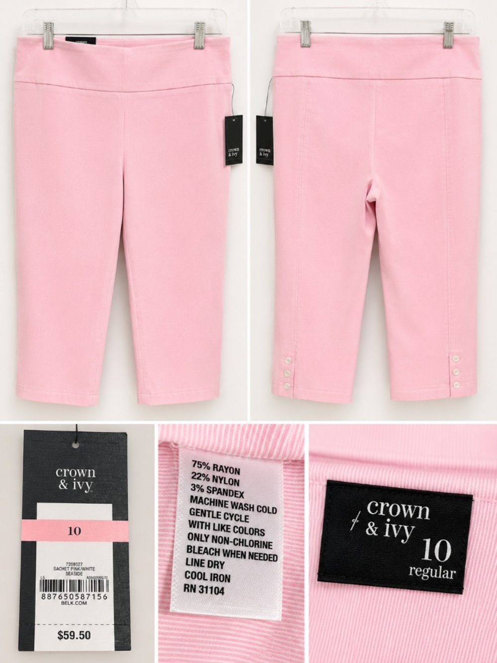 Women’s crown and Ivy size 10 pink Sears sucker new with tag pants